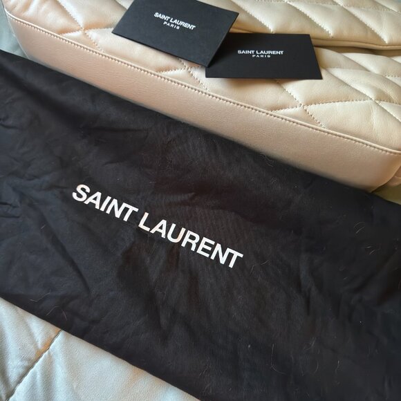 Saint Laurent Puffer Leather Crema Soft Sade Clutch Bag. **LARGE - Picture 10 of 15